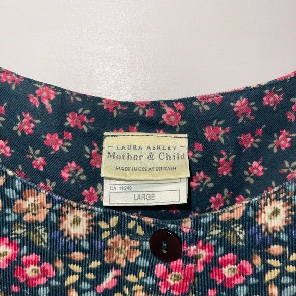Laura Ashley Mother & Child Floral Corduroy Romper Jumpsuit Adult Size Large - Picture 2 of 9